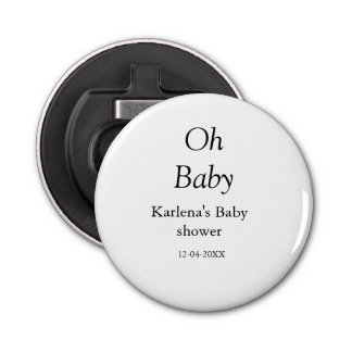 Oh baby naam toevoegen baby shower datum eenvoudig button flesopener