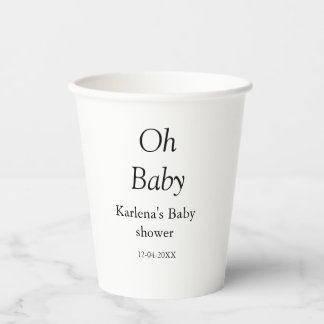 Oh baby naam toevoegen baby shower datum eenvoudig papieren bekers