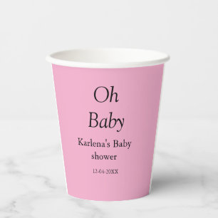 Oh baby naam toevoegen baby shower datum eenvoudig papieren bekers