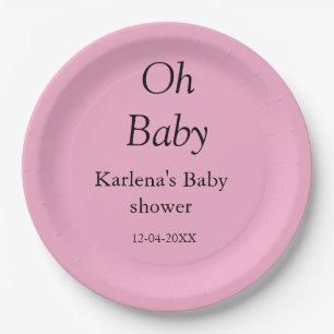 Oh baby naam toevoegen baby shower datum eenvoudig papieren bordje
