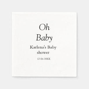 Oh baby naam toevoegen baby shower datum eenvoudig servet
