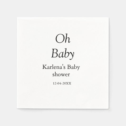 Oh baby naam toevoegen baby shower datum eenvoudig servet (Voorkant)