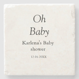 Oh baby naam toevoegen baby shower datum eenvoudig stenen onderzetter