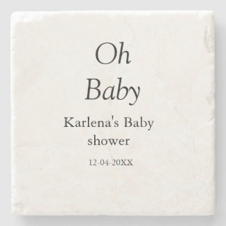 Oh baby naam toevoegen baby shower datum eenvoudig stenen onderzetter