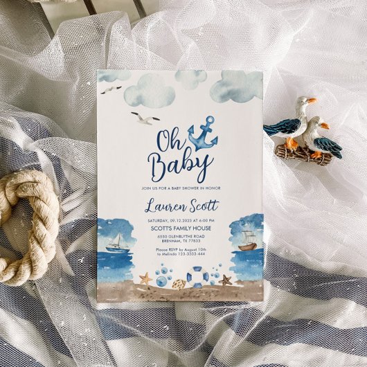 Oh Baby Nautical Baby shower Invitation