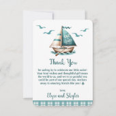 "Oh, Baby" Nautisch Baby shower Dank u bericht Bedankkaart (Voorkant)