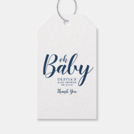 Oh Baby - Navy Blue Polka Dot Baby shower Cadeaulabel
