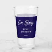 Oh Baby Navy Blue Script Baby shower Gift Favoriet Glas (Achterkant)