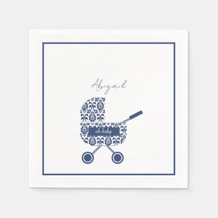 Oh Baby Navy Damask Pram Baby shower Servet