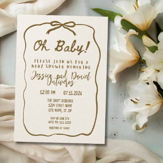 Oh Baby Neutral Baby shower Invitation Kaart