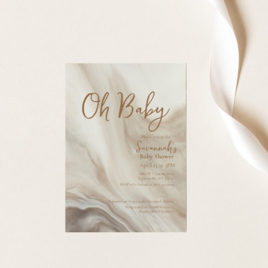 Oh Baby Neutral Marbre Baby shower Invitation