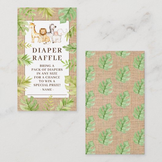 Oh Baby Oerwoud Baby shower Luier Raffle Enclosur Informatiekaartje (Voorkant / Achterkant)