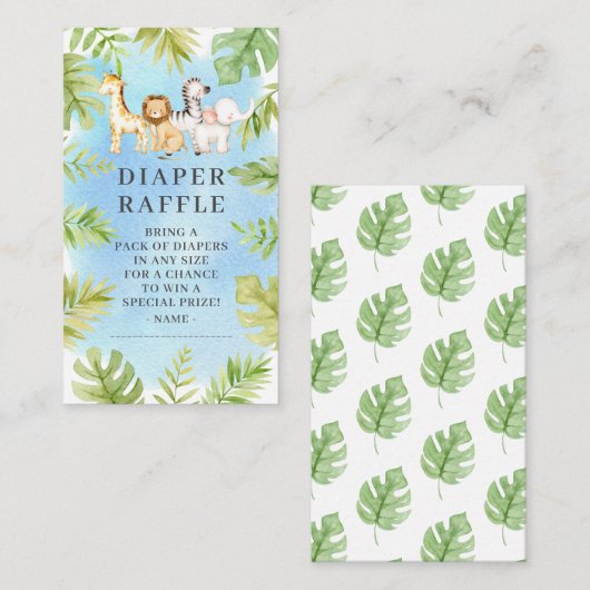 Oh Baby Oerwoud Baby shower Luier Raffle Informatiekaartje (Voorkant / Achterkant)