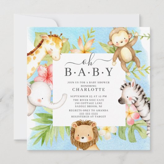 Oh Baby Oerwoud Baby shower Uitnodiging (Voorkant)