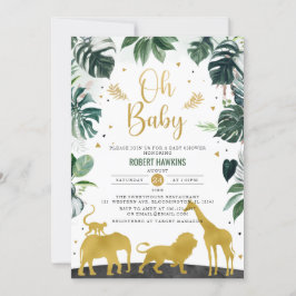 Oh Baby Oerwoud Gold Safari Animals Baby shower Kaart