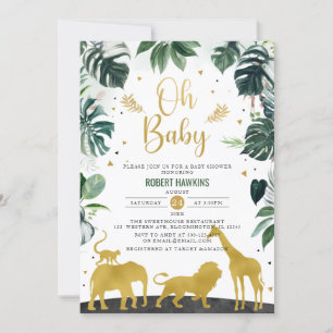 Oh Baby Oerwoud Gold Safari Animals Baby shower Kaart
