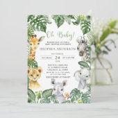 Oh Baby Oerwoud Safari Animals Baby shower Kaart (Staand voorkant)