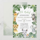 Oh Baby Oerwoud Safari Animals Baby shower Kaart (Voorkant / Achterkant)