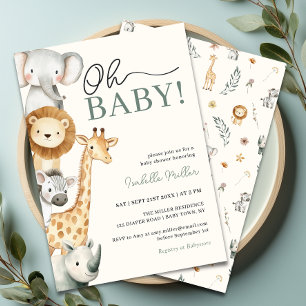 Oh Baby Oerwoud Safari Baby shower Uitnodiging