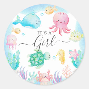 Oh Baby onder het Baby shower van het Zee Ronde Sticker