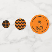 Oh Baby Orange Baby shower noir Motifs Confetti (Devant)