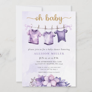 Oh Baby Paarse Baby waslijn meisje Baby shower Kaart