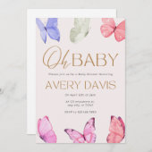 Oh Baby Papillons Baby shower Invitation (Devant / Derrière)