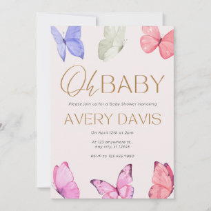 Oh Baby Papillons Baby shower Invitation