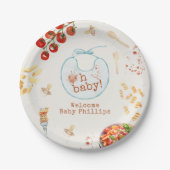Oh Baby Pasta & Pacifiers Blauw Baby shower Papieren Bordje (Voorkant)