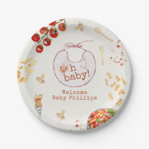 Oh Baby Pasta & Pacifiers Roze Baby shower Papieren Bordje