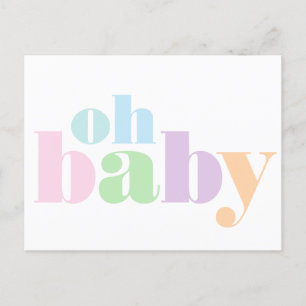 Oh Baby Pastel Typografie Virtueel Baby shower Uitnodiging Briefkaart
