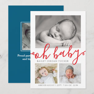 Oh Baby Patriottische Rode Blauwe Collage Foto Geb Aankondiging