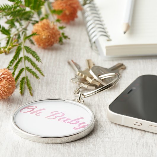 Oh Baby Personaliseer dit roze meisje Sleutelhanger (Zijkant)