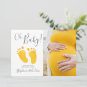 Oh Baby Photo Jaune Pieds Baby shower Invitation (Debout devant)