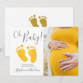 Oh Baby Photo Jaune Pieds Baby shower Invitation (Devant / Derrière)