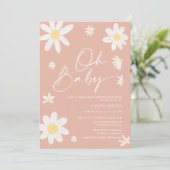 Oh Baby Pink Daisy Baby shower Invitation (Debout devant)