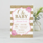 Oh Baby Pink et Baby shower d'or Invitation (Debout devant)