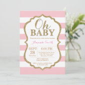 Oh Baby Pink et Baby shower d'or Invitation (Debout devant)