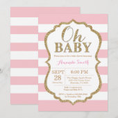 Oh Baby Pink et Baby shower d'or Invitation (Devant / Derrière)