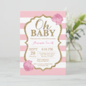 Oh Baby Pink et Baby shower d'or Invitation (Debout devant)