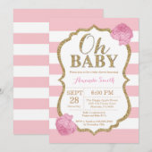 Oh Baby Pink et Baby shower d'or Invitation (Devant / Derrière)