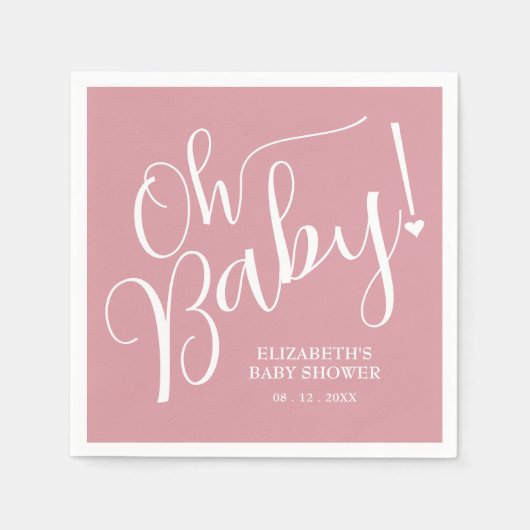 Oh Baby! Pink Girl Baby shower Servet (Voorkant)