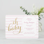 Oh Baby Pink Gold Parties scintillant Invitation B (Debout devant)