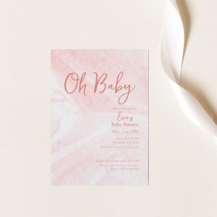 Oh Baby Pink Marble Girl Invitation Baby shower