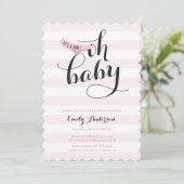 Oh Baby Pink Stripes Baby shower Invitation (Debout devant)
