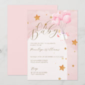 Oh Baby Pink Unicorn Baby shower Invitation (Devant / Derrière)