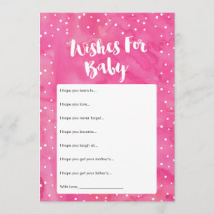 Oh Baby Pink Waterverf Baby shower Wishes Kaart