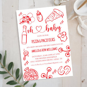 Oh Baby Pizza + Fopspenen Baby Shower Uitnodiging