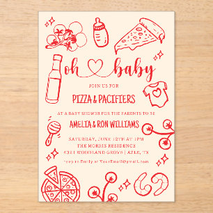 Oh Baby Pizza + Tétines Invitation à la Baby Showe