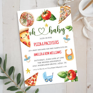 Oh Baby Pizza + Tétines Invitation à la Baby Showe